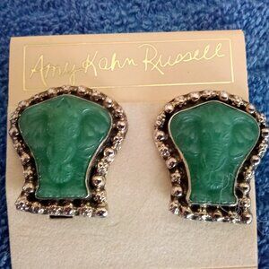 Amy Kahn Russel Green & Sterling Elephant Earrings
